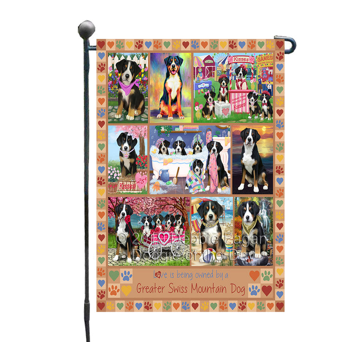 Love is Being Owned Greater Swiss Mountain Dog Beige Garden Flag GFLG65435