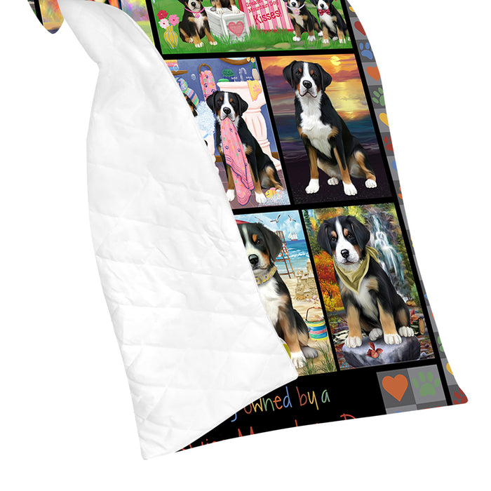 Love is Being Owned Greater Swiss Mountain Dog Grey Quilt
