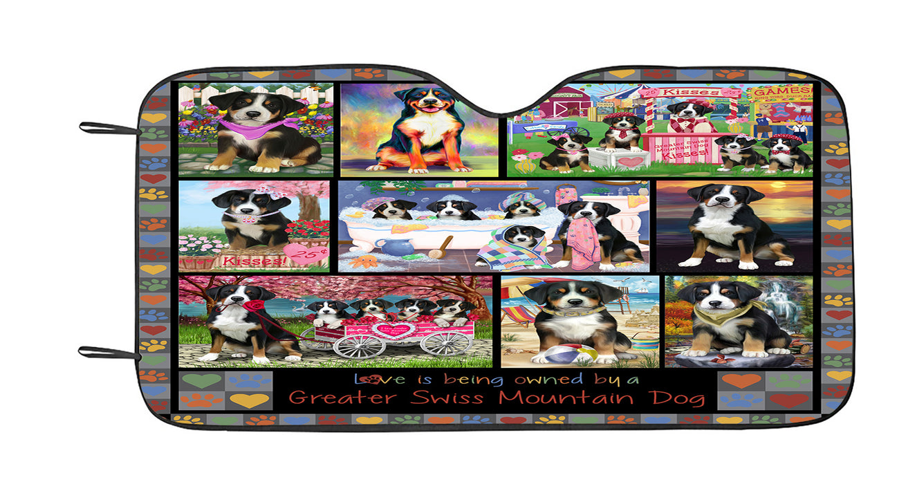 Love is Being Owned Greater Swiss Mountain Dog Grey Car Sun Shade