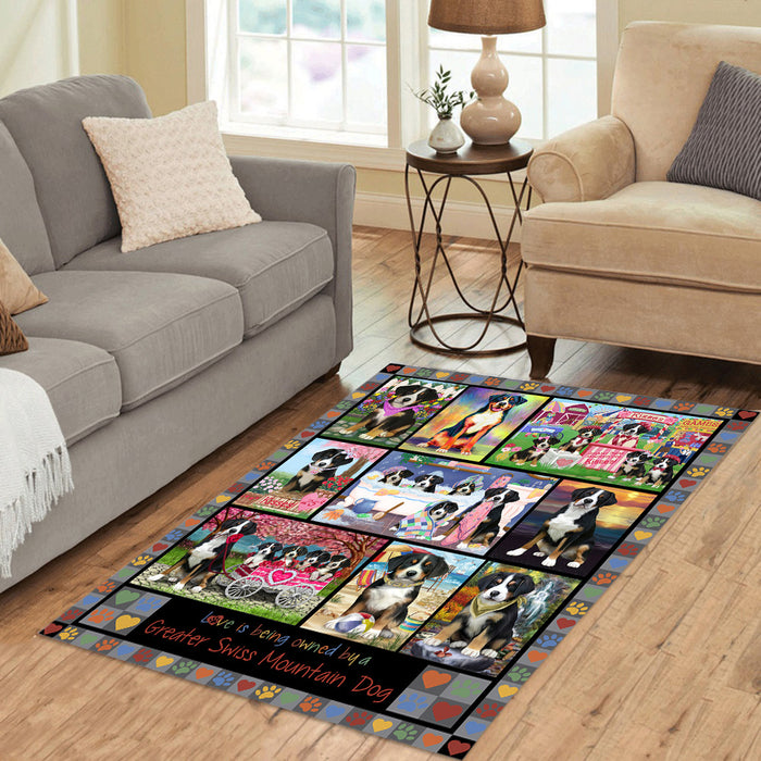 Love is Being Owned Greater Swiss Mountain Dog Grey Area Rug
