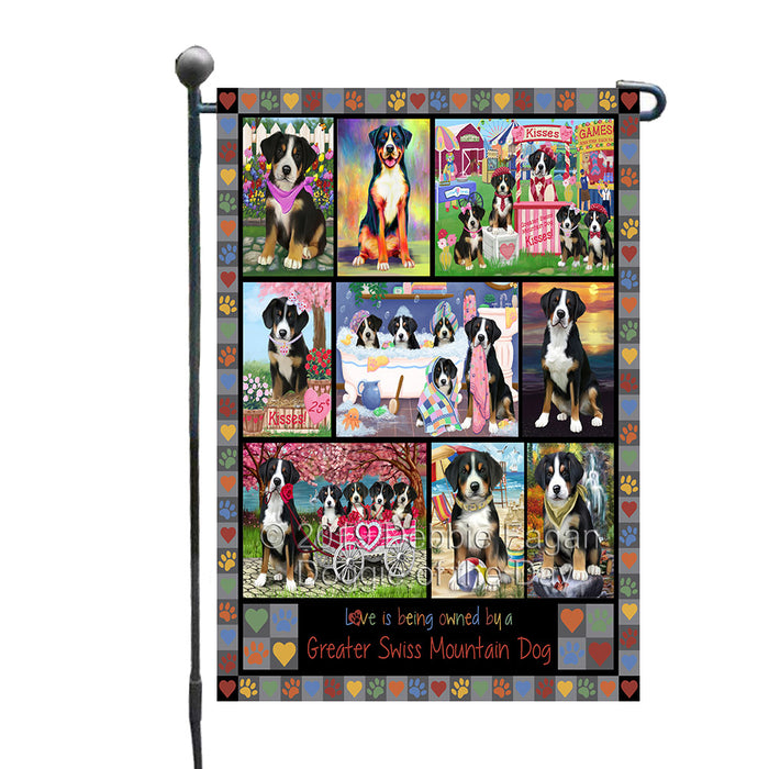 Love is Being Owned Greater Swiss Mountain Dog Grey Garden Flag GFLG65436