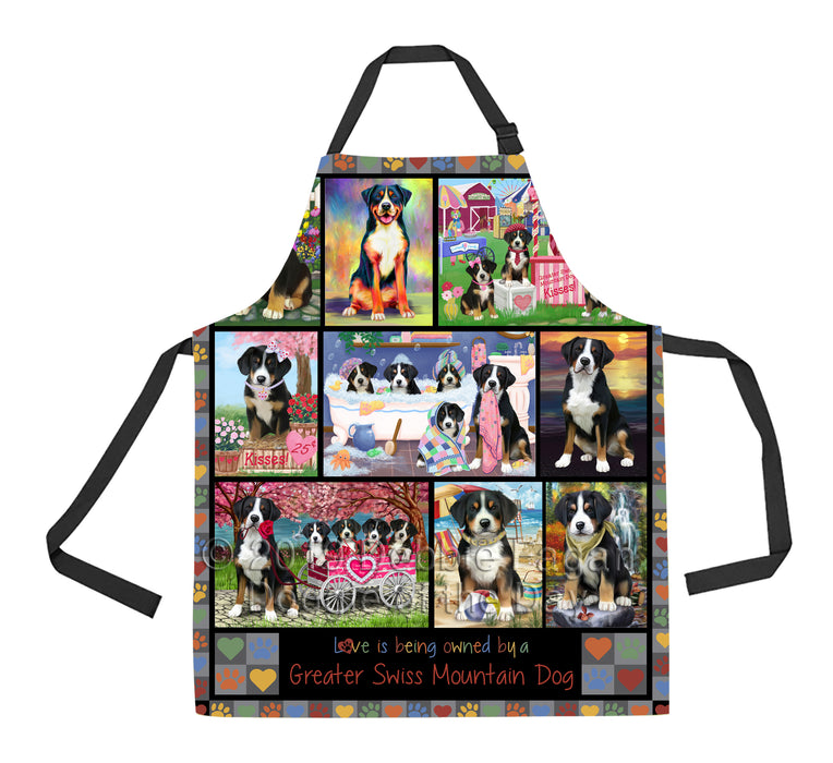 Love is Being Owned Greater Swiss Mountain Dog Grey Apron