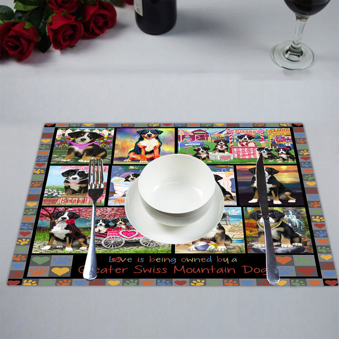 Love is Being Owned Greater Swiss Mountain Dog Grey Placemat