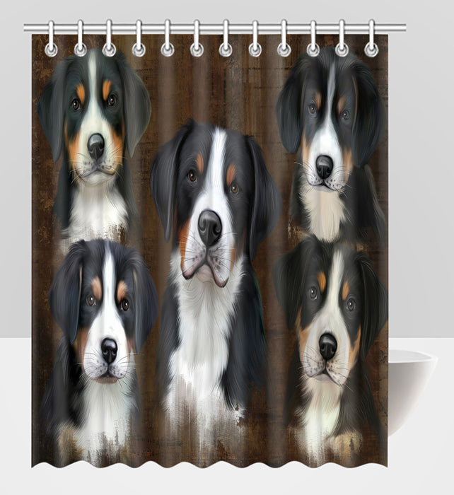 Rustic Greater Swiss Mountain Dogs Shower Curtain