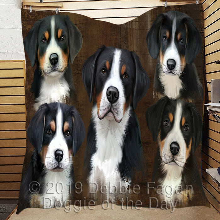 Rustic Greater Swiss Mountain Dogs Quilt
