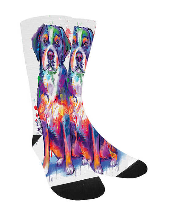 Watercolor Greater Swiss Mountain Dog Women's Casual Socks