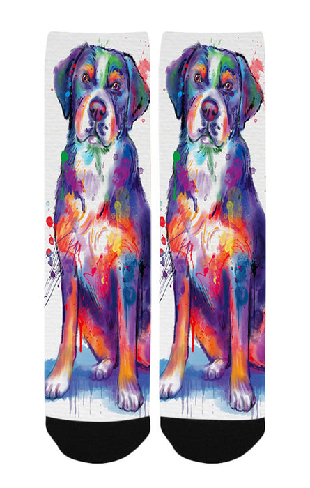 Watercolor Greater Swiss Mountain Dog Women's Casual Socks