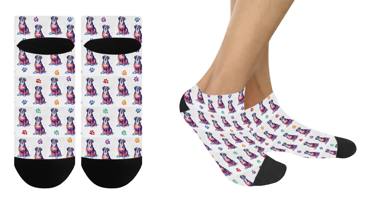 Watercolor Greater Swiss Mountain Dogs Women's Ankle Socks