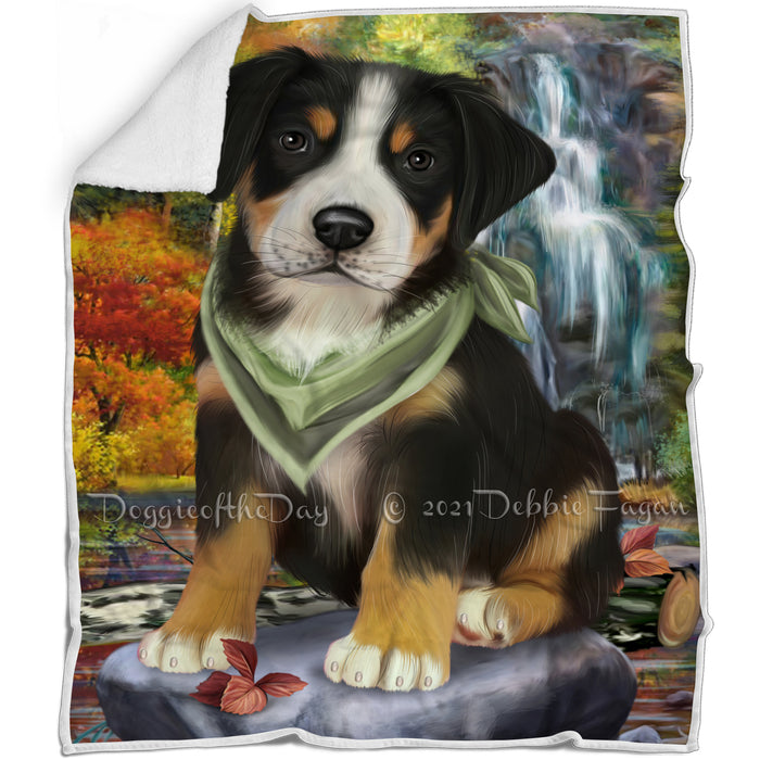 Scenic Waterfall Greater Swiss Mountain Dog Blanket BLNKT83829