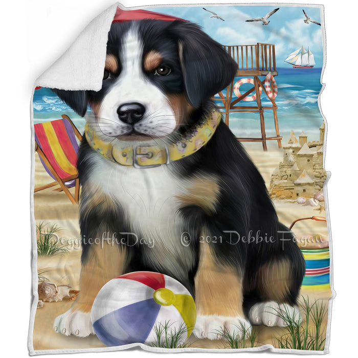 Pet Friendly Beach Greater Swiss Mountain Dog Blanket BLNKT80886