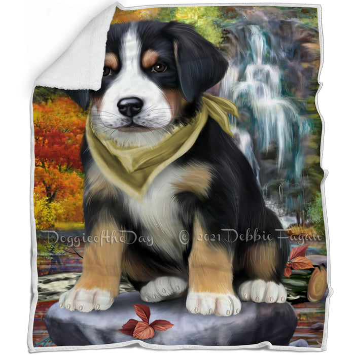 Scenic Waterfall Greater Swiss Mountain Dog Blanket BLNKT83838