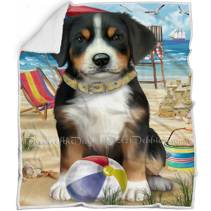 Pet Friendly Beach Greater Swiss Mountain Dog Blanket BLNKT80904
