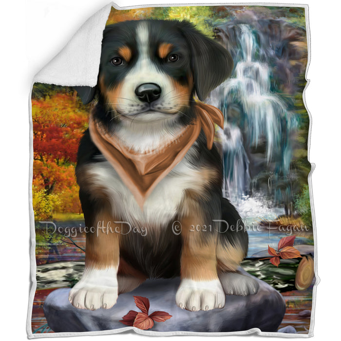 Scenic Waterfall Greater Swiss Mountain Dog Blanket BLNKT83856