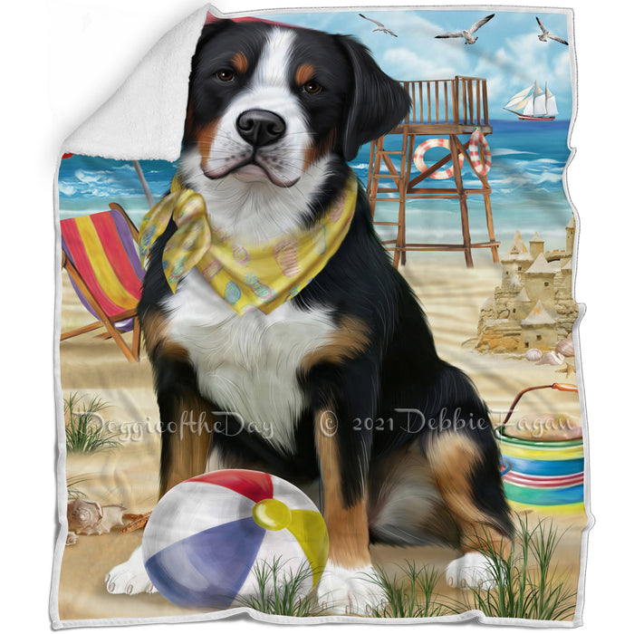 Pet Friendly Beach Greater Swiss Mountain Dog Blanket BLNKT80913