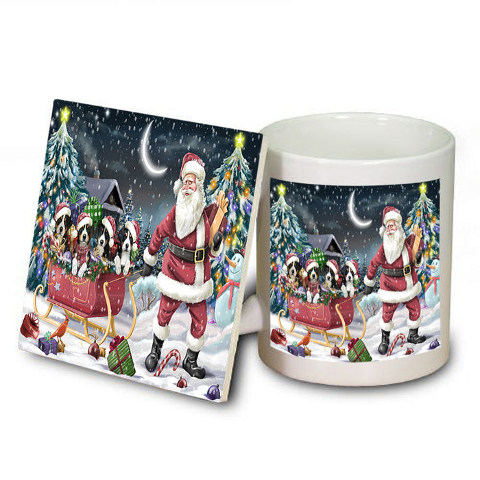 Santa Sled Dogs Christmas Happy Holidays Greater Swiss Mountain Dogs Mug and Coaster Set MUC51712