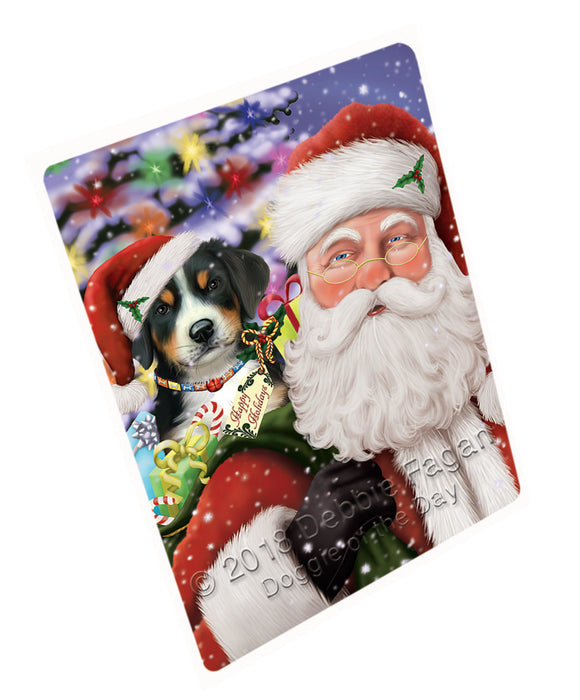 Santa Carrying Greater Swiss Mountain Dog and Christmas Presents Large Refrigerator / Dishwasher Magnet RMAG83028