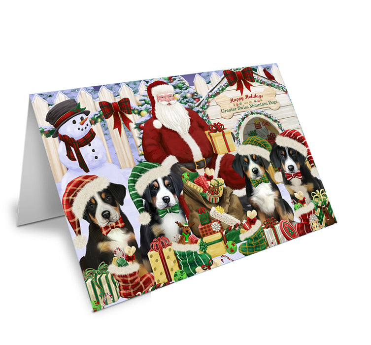 Christmas Dog House Greater Swiss Mountain Dogs Handmade Artwork Assorted Pets Greeting Cards and Note Cards with Envelopes for All Occasions and Holiday Seasons GCD61841