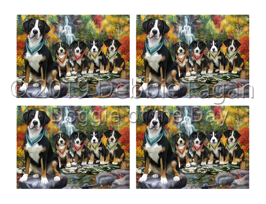 Scenic Waterfall Greater Swiss Mountain Dogs Placemat