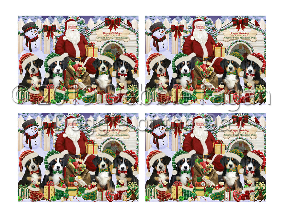 Happy Holidays Christmas Greater Swiss Mountain Dogs House Gathering Placemat