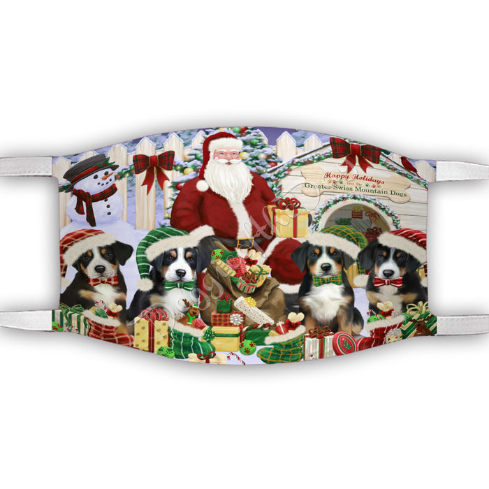 Happy Holidays Christmas Greater Swiss Mountain Dogs House Gathering Face Mask FM48254