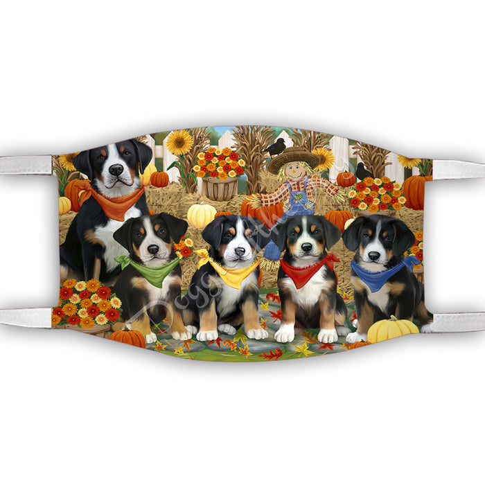 Fall Festive Harvest Time Gathering  Greater Swiss Mountain Dogs Face Mask FM48543
