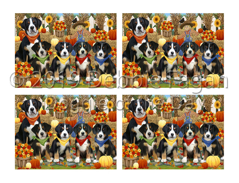 Fall Festive Harvest Time Gathering Greater Swiss Mountain Dogs Placemat