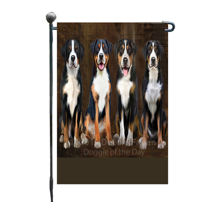 Personalized Rustic 4 Greater Swiss Mountain Dogs Custom Garden Flag GFLG63348