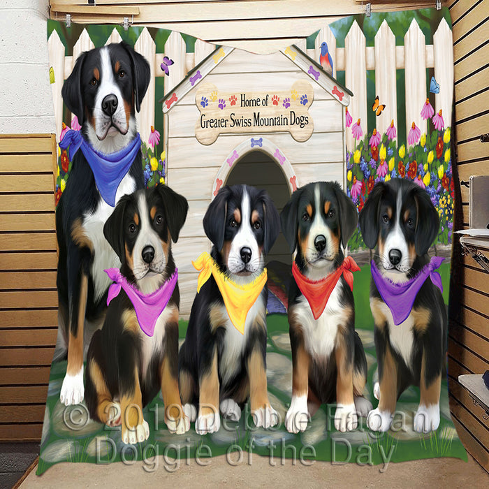 Spring Dog House Greater Swiss Mountain Dogs Quilt