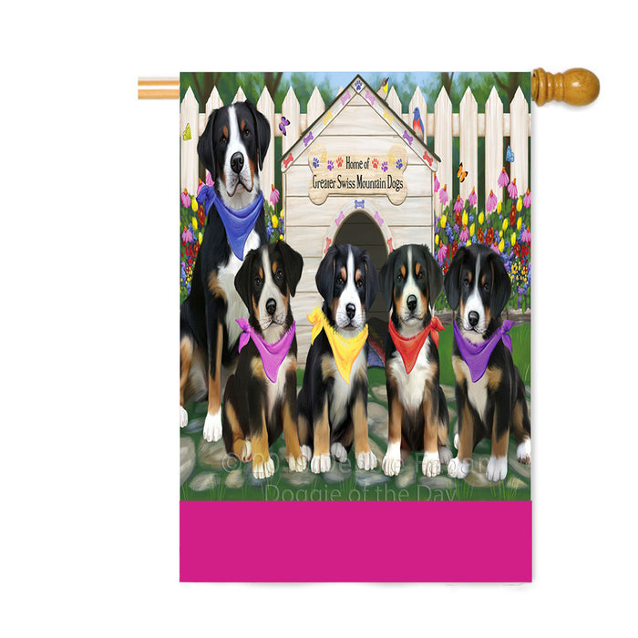 Personalized Spring Dog House Greater Swiss Mountain Dogs Custom House Flag FLG-DOTD-A62937