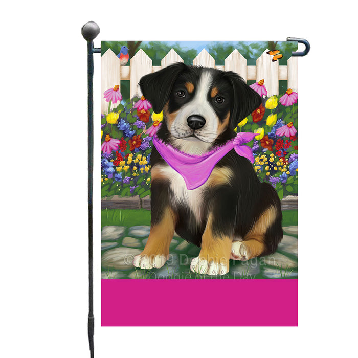 Personalized Spring Floral Greater Swiss Mountain Dog Custom Garden Flags GFLG-DOTD-A62882