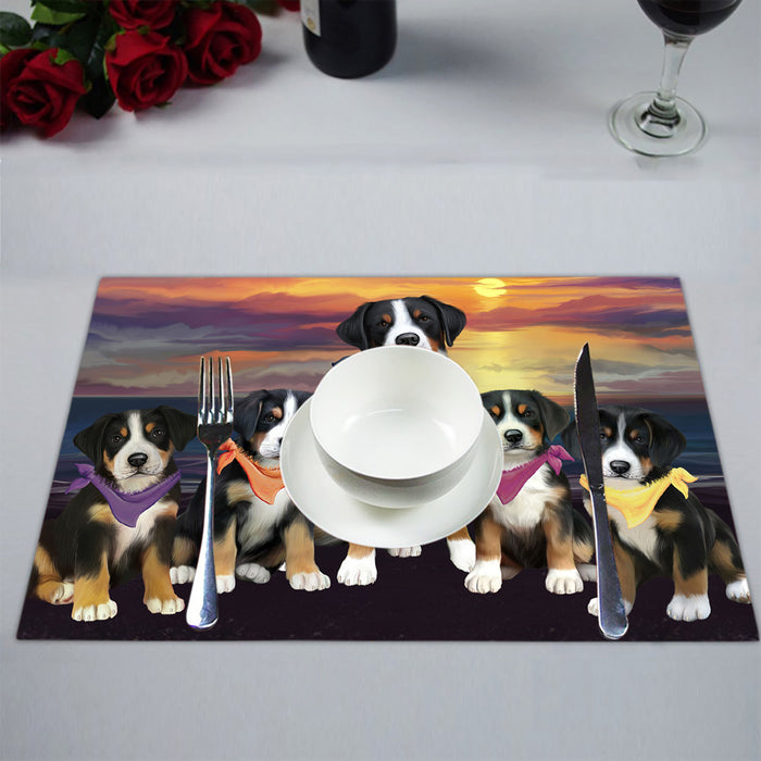 Family Sunset Portrait Greater Swiss Mountain Dogs Placemat