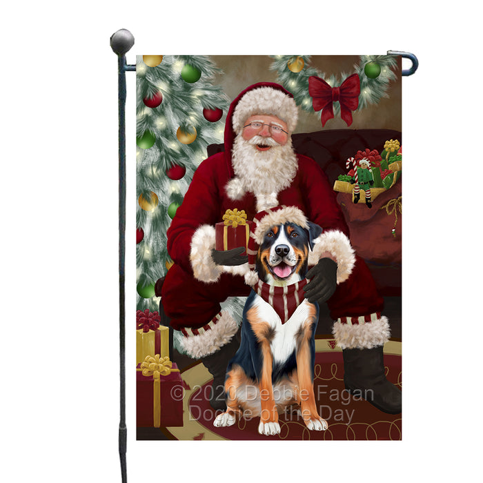 Santa's Christmas Surprise Greater Swiss Mountain Dog Garden Flag GFLG66746