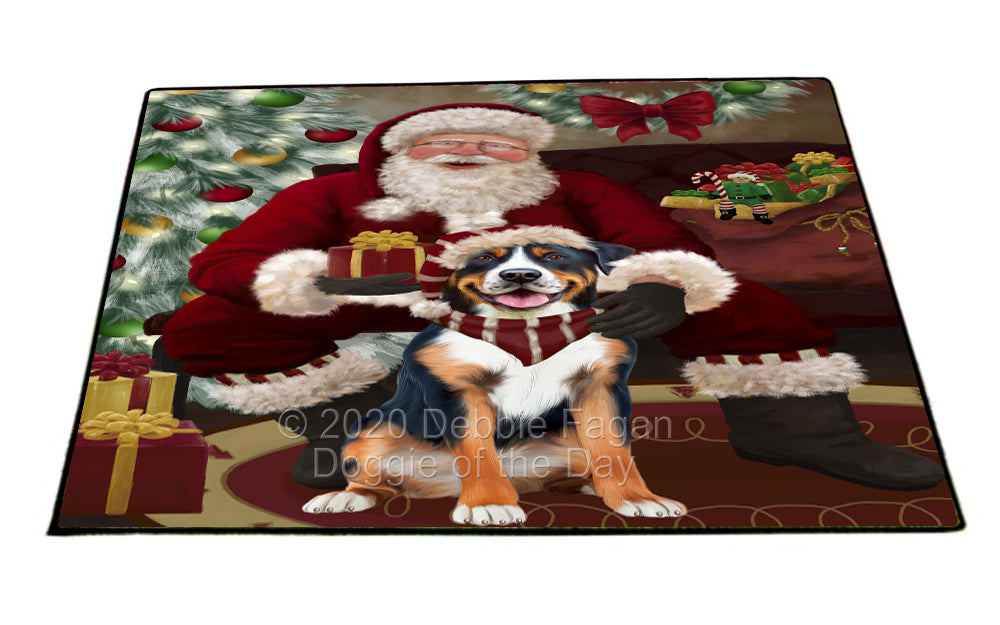 Santa's Christmas Surprise Greater Swiss Mountain Dog Indoor/Outdoor Welcome Floormat - Premium Quality Washable Anti-Slip Doormat Rug FLMS57463