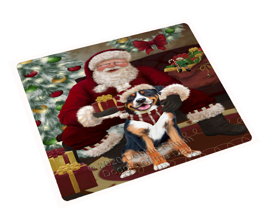 Santa's Christmas Surprise Greater Swiss Mountain Dog Cutting Board - Easy Grip Non-Slip Dishwasher Safe Chopping Board Vegetables C78643