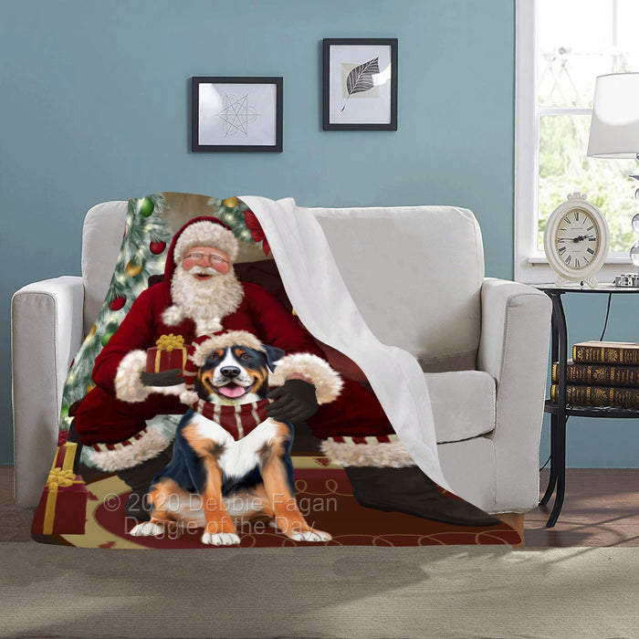 Santa's Christmas Surprise Greater Swiss Mountain Dog Blanket BLNKT142238