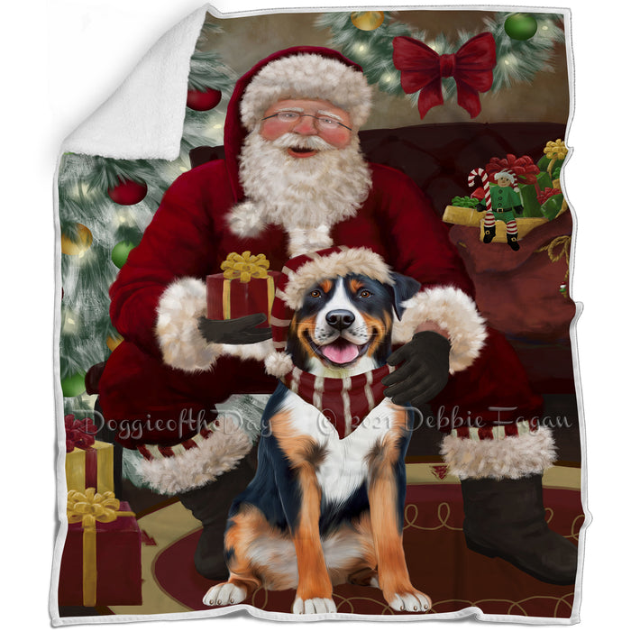 Santa's Christmas Surprise Greater Swiss Mountain Dog Blanket BLNKT142238
