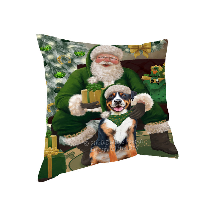 Christmas Irish Santa with Gift and Great Pyrenees Dog Pillow PIL86808