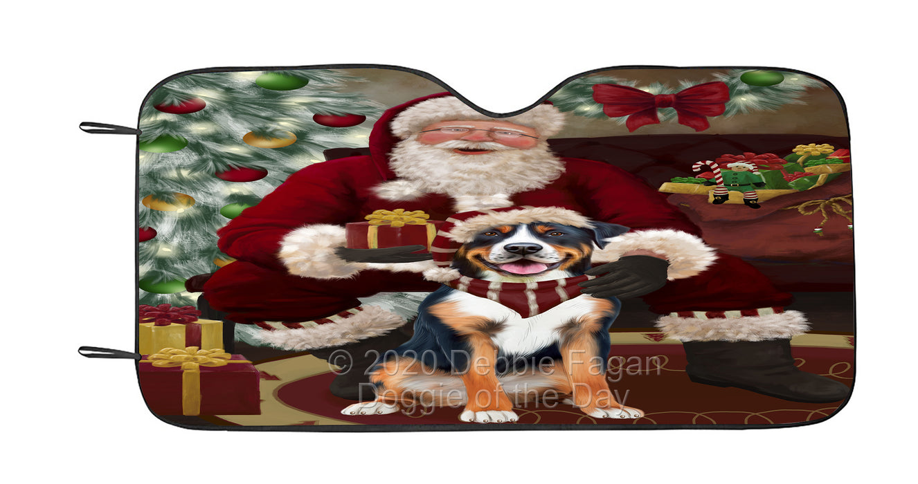 Santa's Christmas Surprise Greater Swiss Mountain Dog Car Sun Shade Cover Curtain
