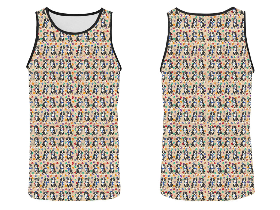 Rainbow Paw Print Great Pyrenees Dogs Blue All Over Print   Men's Tank Top