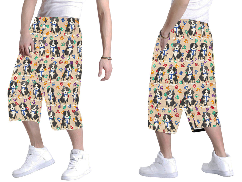 Rainbow Paw Print Greater Swiss Mountain Dogs Blue All Over Print Men's Baggy Shorts