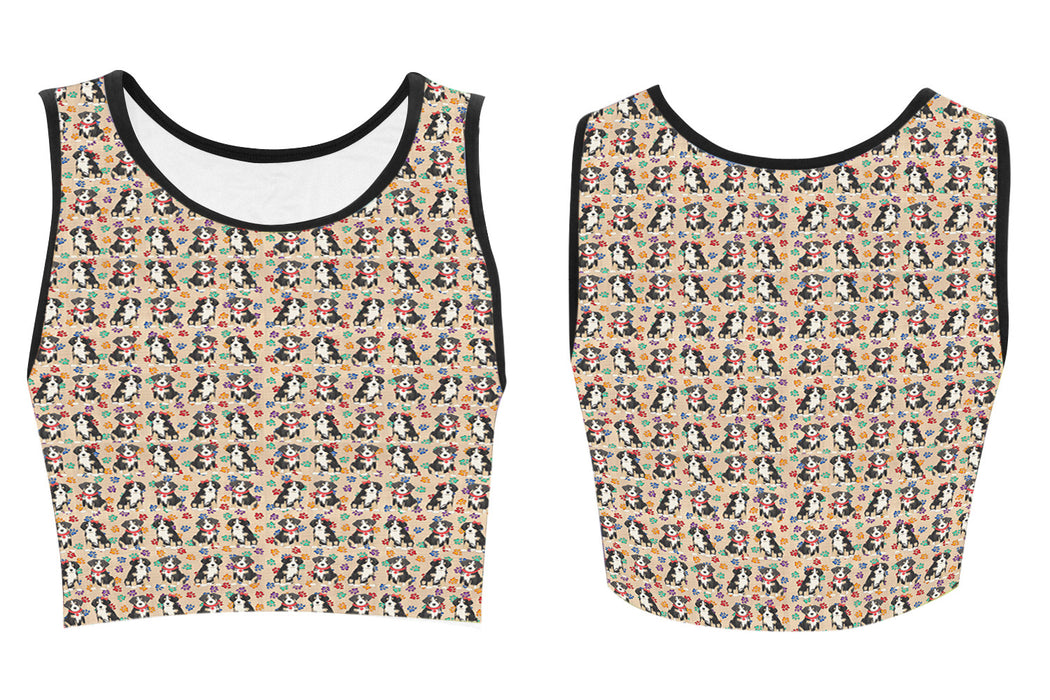 Rainbow Paw Print Greater Swiss Mountain Dogs Red Women's Crop Top