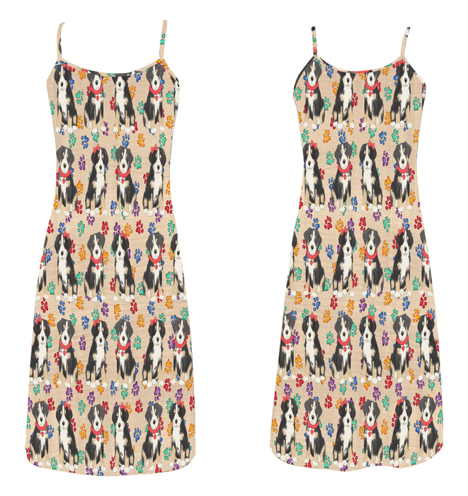 Rainbow Paw Print Greater Swiss Mountain Dogs Red Alcestis Slip Dress