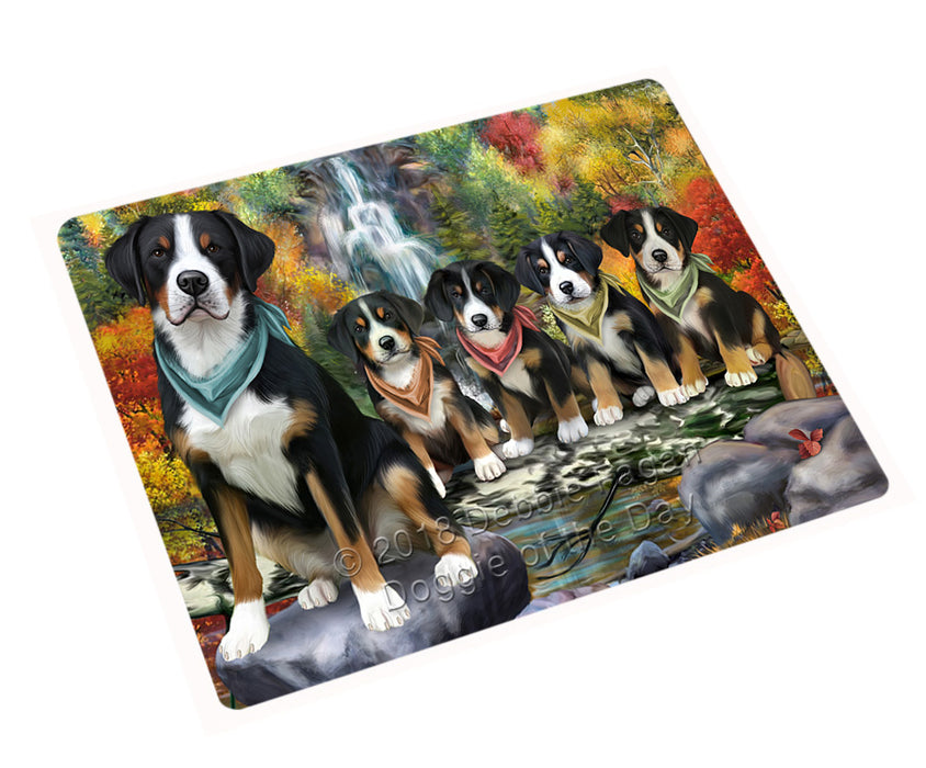 Scenic Waterfall Greater Swiss Mountain Dogs Magnet Mini (3.5" x 2") MAG59937