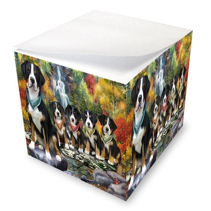 Scenic Waterfall Greater Swiss Mountain Dogs Note Cube NOC51896
