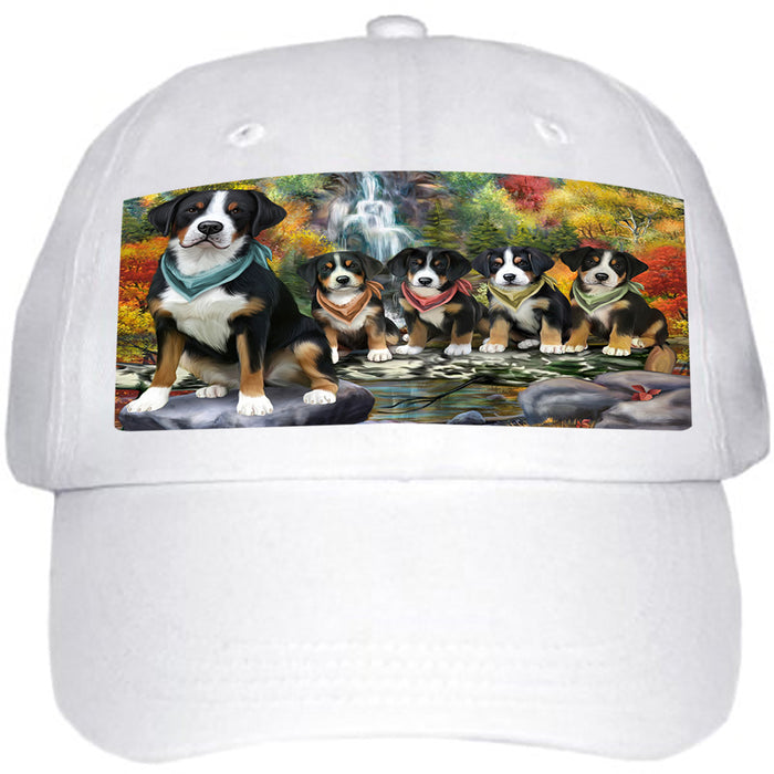 Scenic Waterfall Greater Swiss Mountain Dogs Ball Hat Cap HAT59421