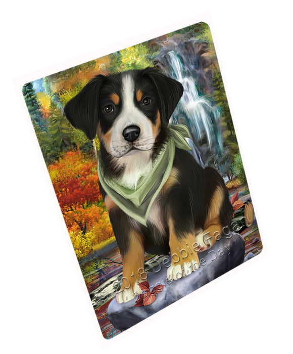 Scenic Waterfall Greater Swiss Mountain Dog Large Refrigerator / Dishwasher Magnet RMAG71880