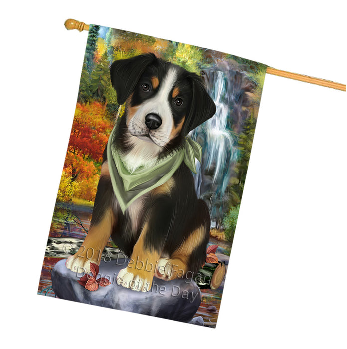Scenic Waterfall Greater Swiss Mountain Dog House Flag FLG52030