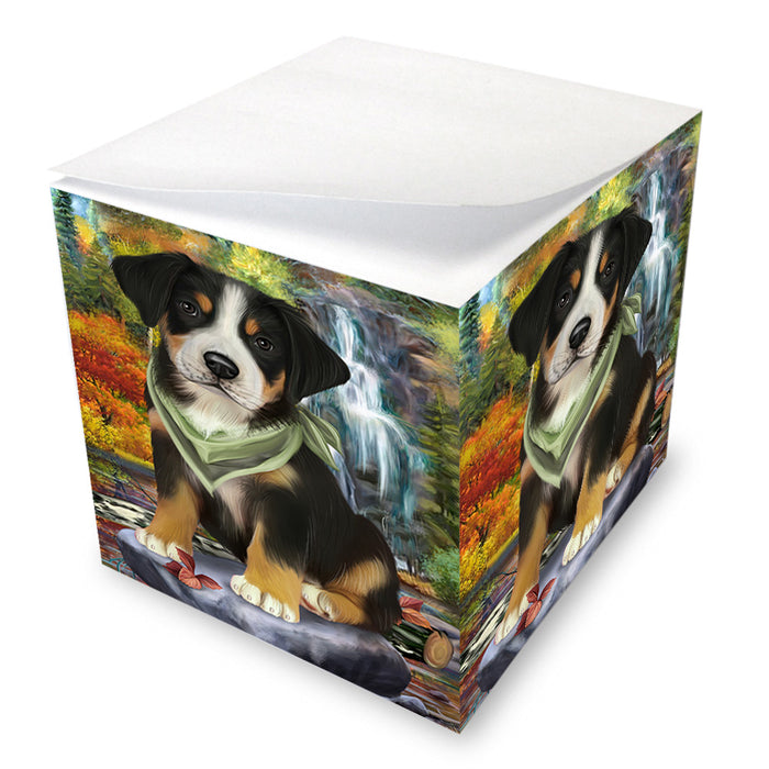 Scenic Waterfall Greater Swiss Mountain Dog Note Cube NOC51897