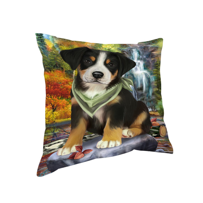 Scenic Waterfall Greater Swiss Mountain Dog Pillow PIL63952