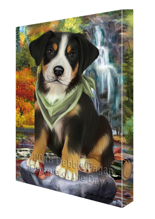 Scenic Waterfall Greater Swiss Mountain Dog Canvas Print Wall Art Décor CVS84338